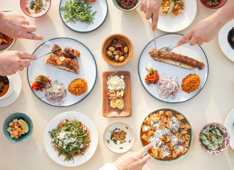 Halal Food a table full of food